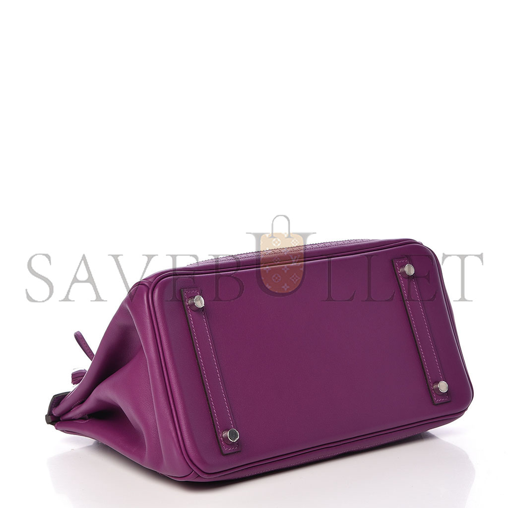 H**mes birkin 30 lace series anemone purple silver buckle 488484 (30*22*15cm)